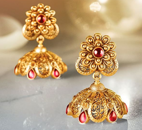 Antique Gold Tanishq Jhumka Collection With Price Jhumka Tanishq